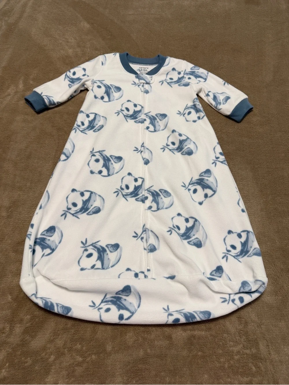 Whimsical Cottagecore Cozy Panda Fleece Sleep Sack Wearable Blanket 3-6M